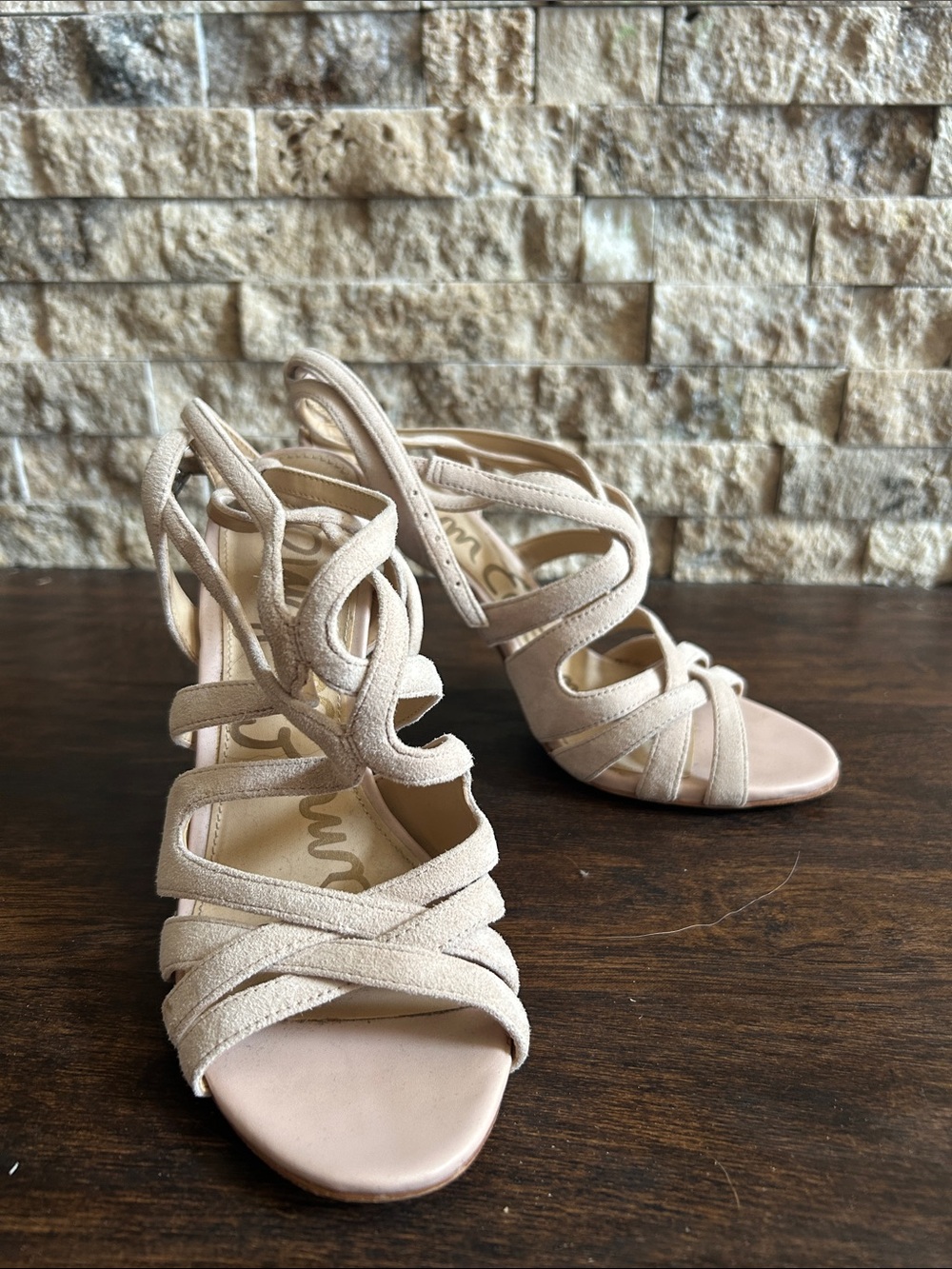 Sam Edelman Nude Suede Strappy Heels